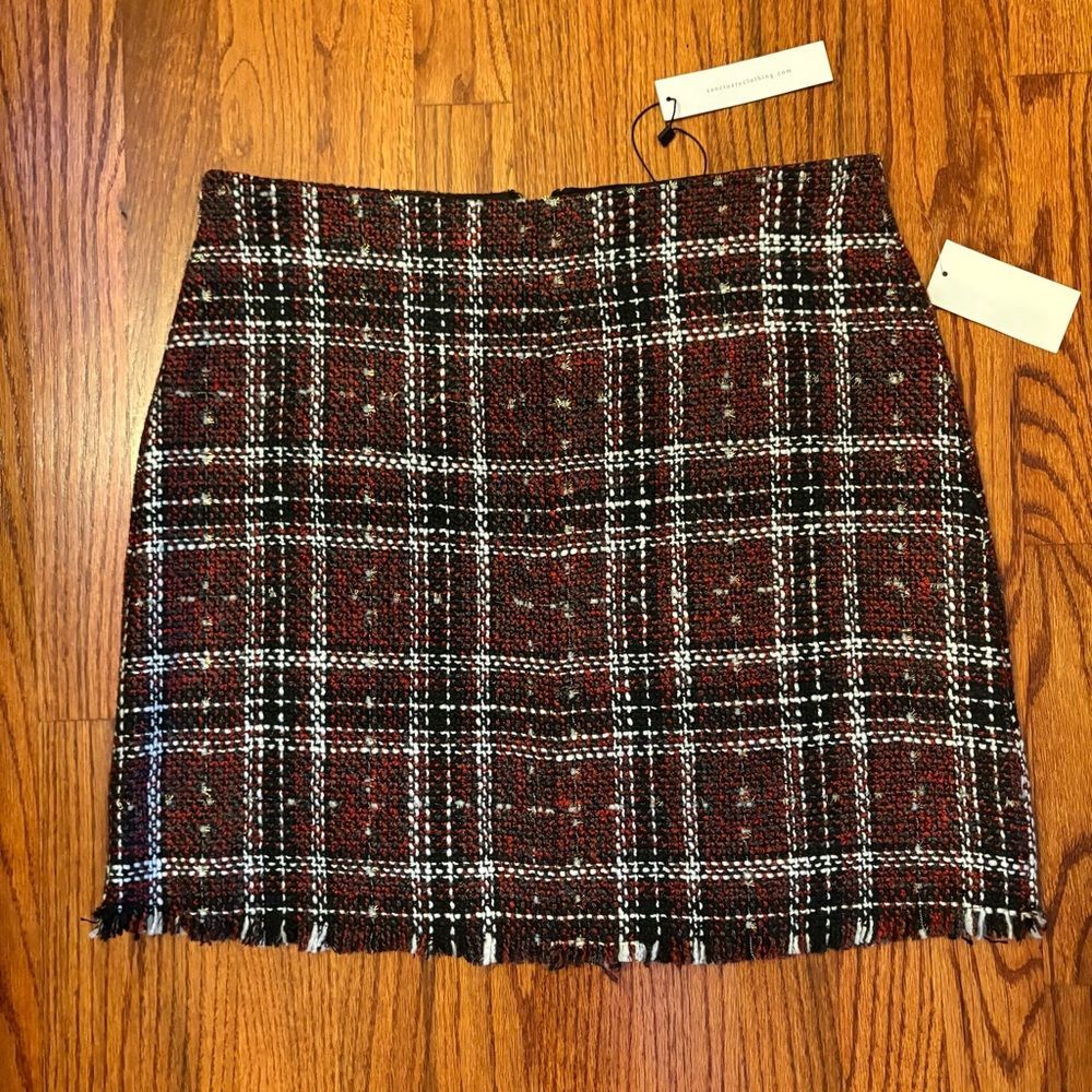 SANCTUARY NWT Red Plaid Tweed Mini Skirt, Size M